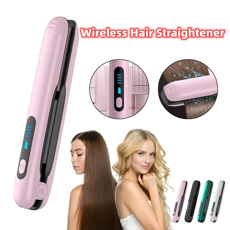 Wireless Hair Straightener Flat Iron Mini 2 IN 1 Roller USB 5000mAh Max 200 Degree Portable Cordless Curler 4 Levels Dry And Wet Uses TrendoraShops